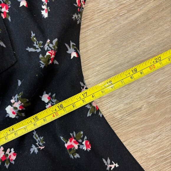 ASOS DESIGN Heavy Denim Boiled Cotton in Black White Floral Print Jumpsuit sz 10 - Picture 9 of 13